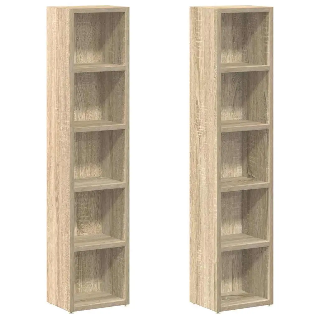 CD Cabinets 2 pcs Sonoma Oak 21x16x93.5 cm Engineered Wood 802699 - Furniture