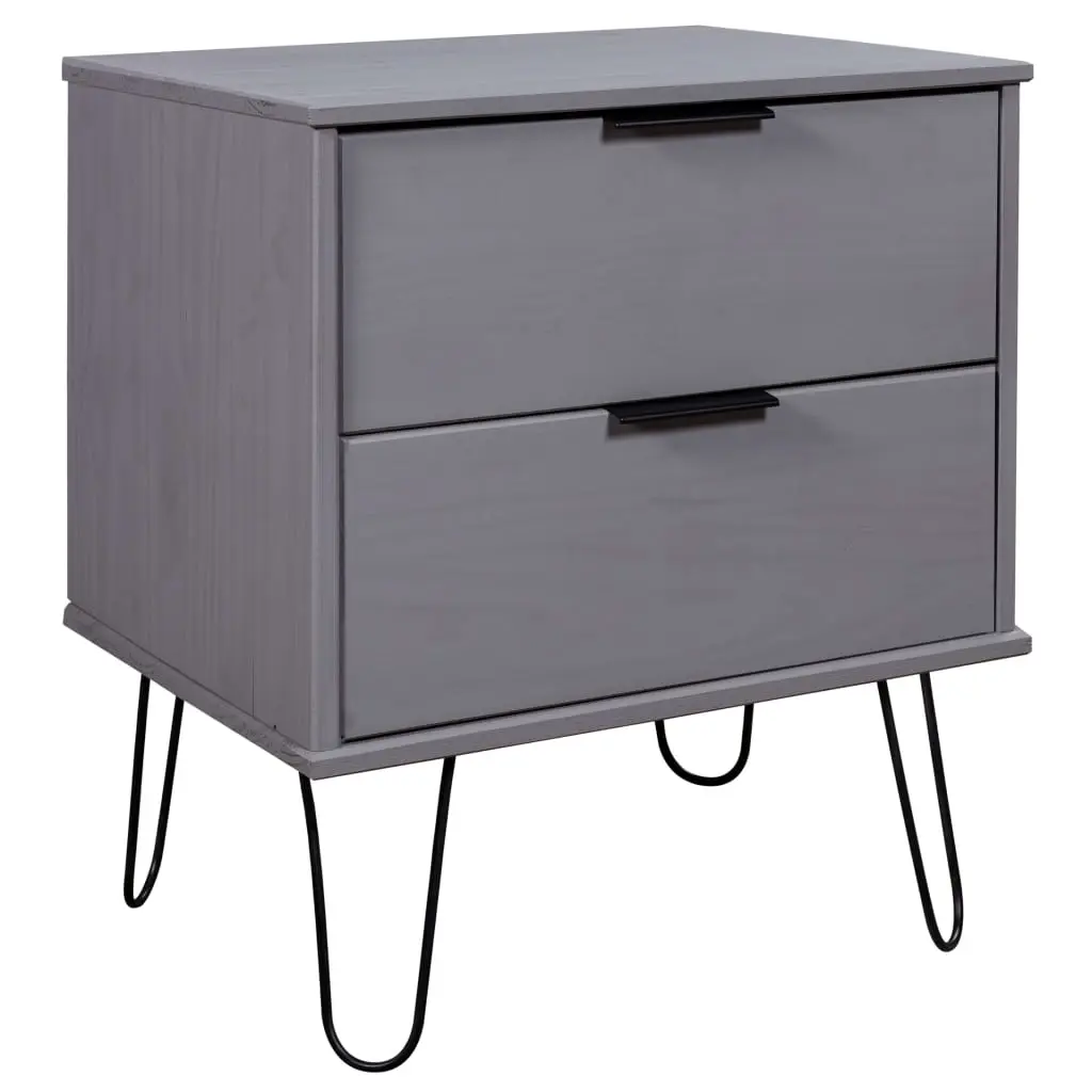 Bedside Cabinet Grey 45x39.5x57 cm Solid Pine Wood 321118 - Furniture