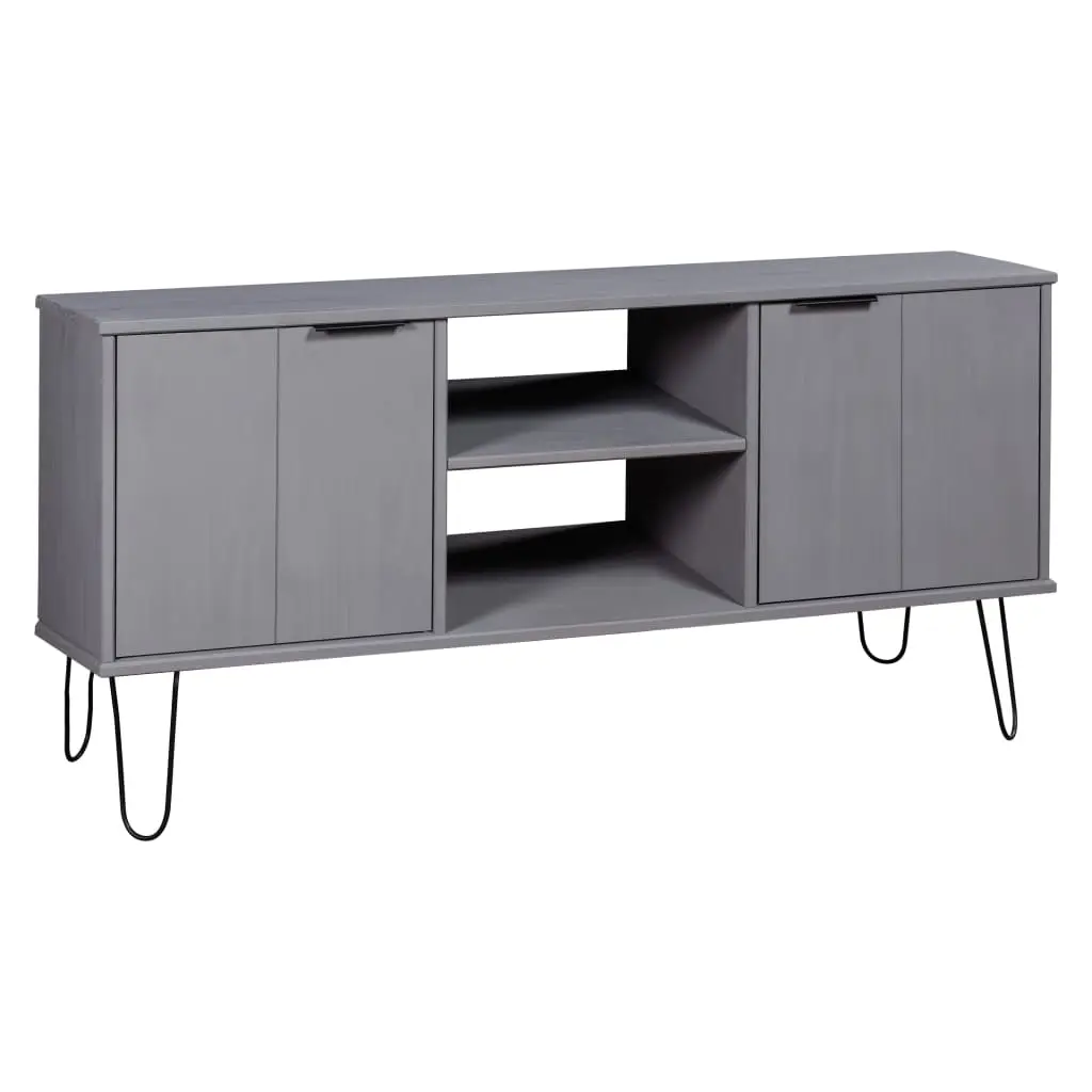 TV Cabinet "New York" Grey Solid Pine Wood 321146 - Furniture