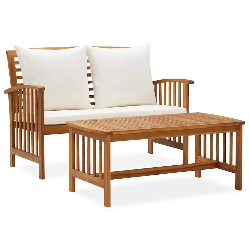 2 Piece Garden Lounge Set with Cushions Solid Acacia Wood 310263 - Furniture
