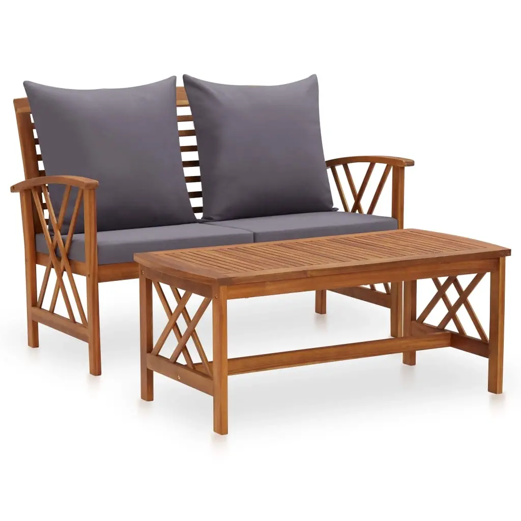 2 Piece Garden Lounge Set with Cushions Solid Acacia Wood 310274 - Furniture