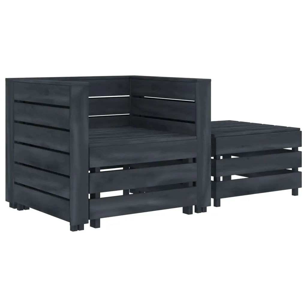 2 Piece Garden Pallet Lounge Set Grey Wood 313588 - Furniture