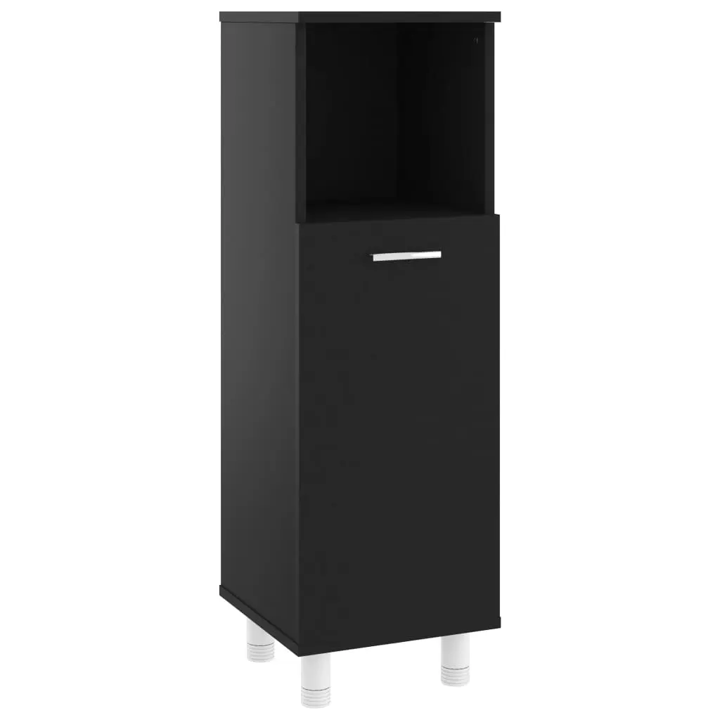 Bathroom Cabinet Black 30x30x95 cm Engineered Wood 802616 - Furniture