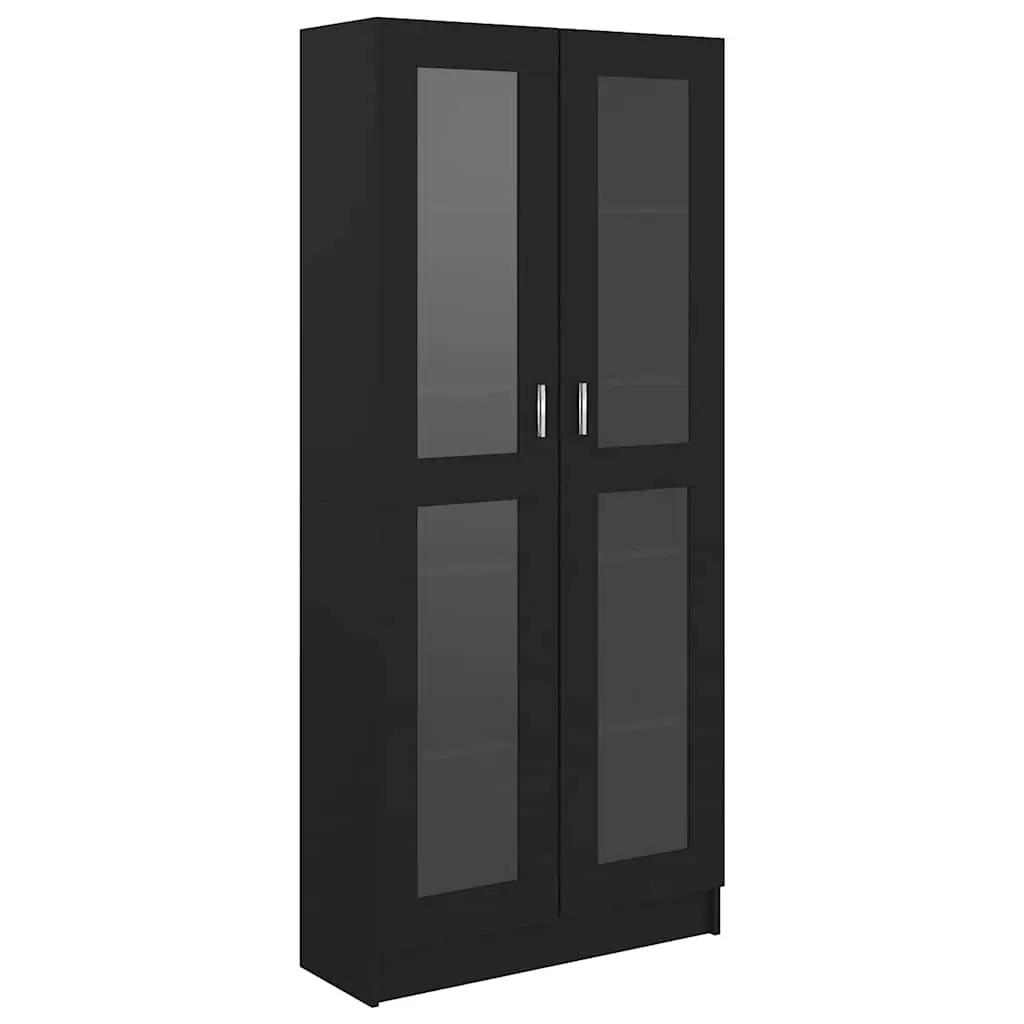 Vitrine Cabinet Black 82.5x30.5x185 cm Engineered Wood 802769 - Furniture