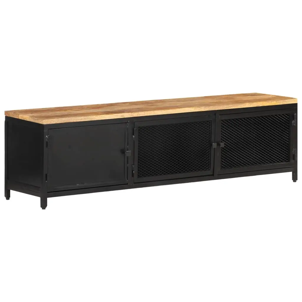 TV Cabinet 130x30x37 cm Solid Rough Mango Wood 323135 - Furniture