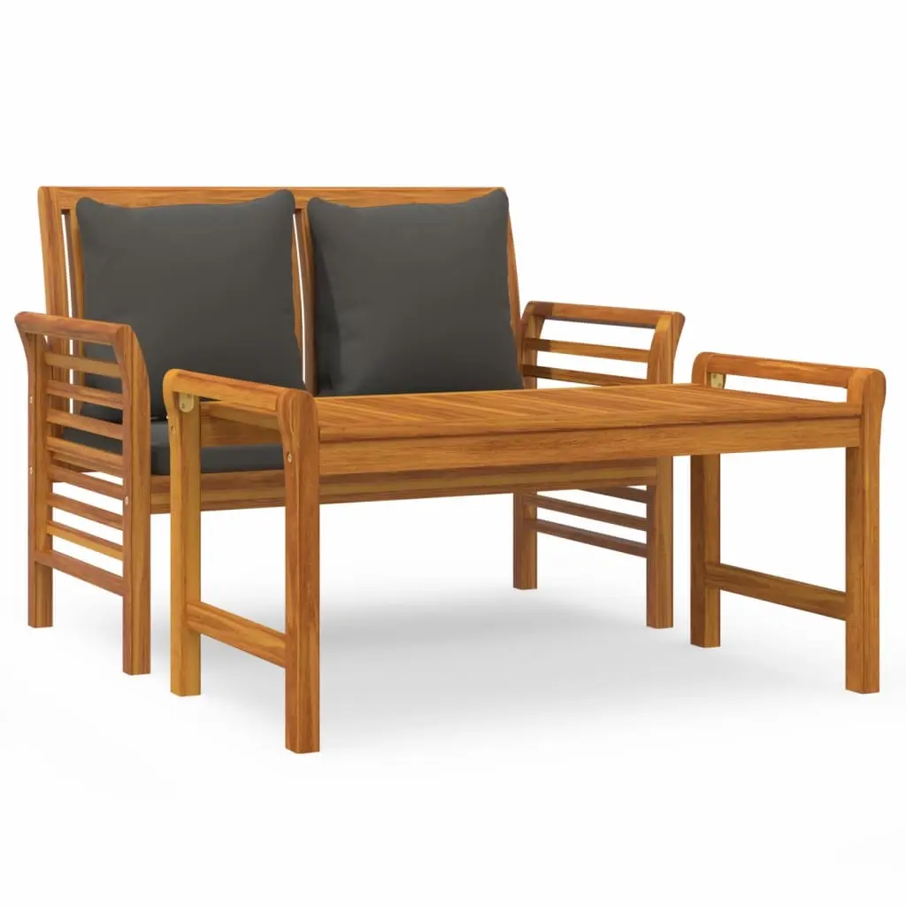 2 Piece Garden Lounge Set with Dark Grey Cushions Solid Wood 312142 - Furniture