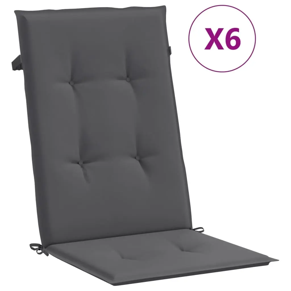 Garden Highback Chair Cushions 6 pcs Anthracite 120x50x3 cm Fabric 314104 - Home & Garden