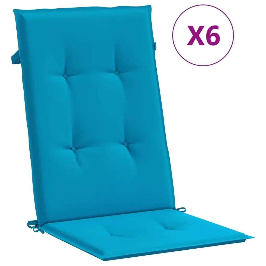 Garden Highback Chair Cushions 6 pcs Blue 120x50x3 cm Fabric 314108 - Home & Garden