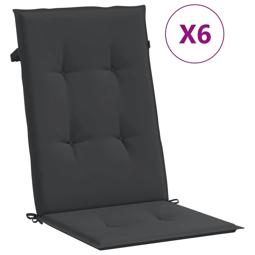 Garden Highback Chair Cushions 6 pcs Black 120x50x3 cm Fabric 314111 - Home & Garden