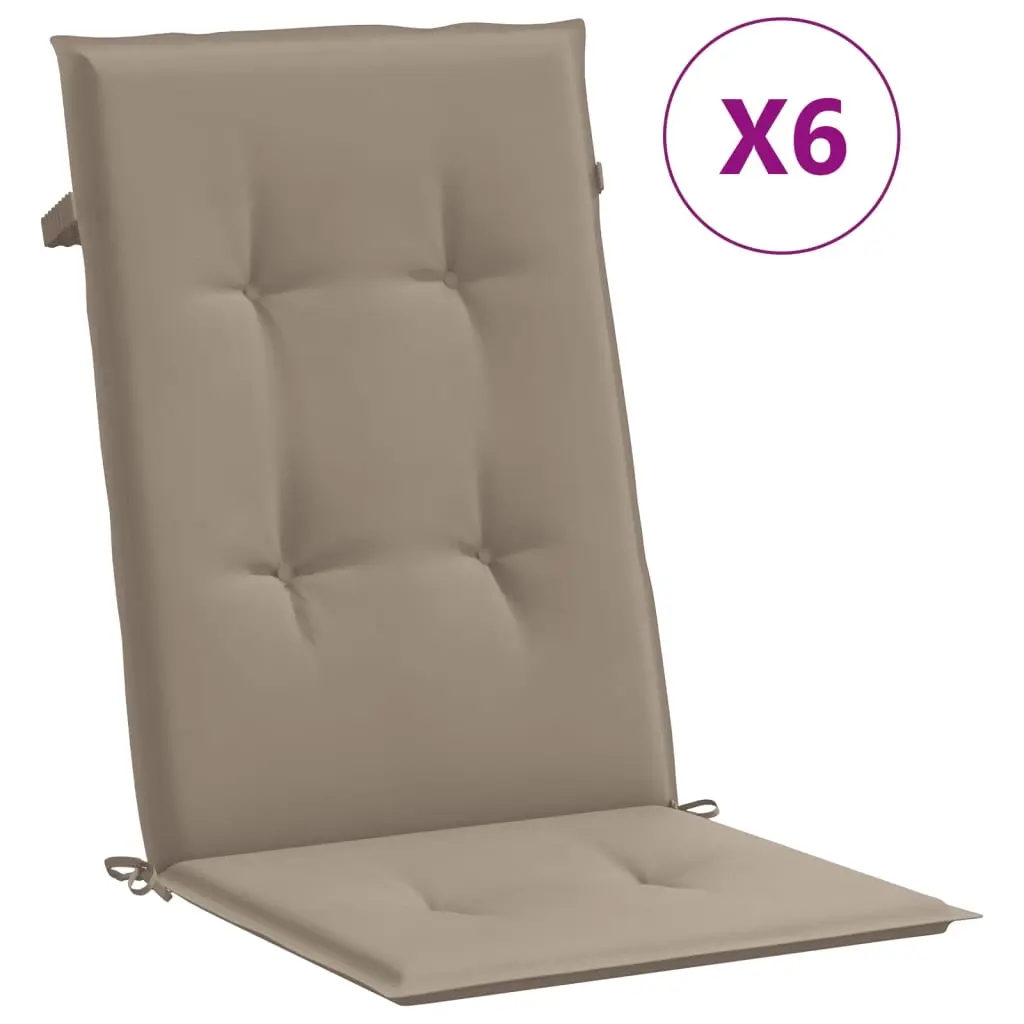 Garden Highback Chair Cushions 6 pcs Taupe 120x50x3 cm Fabric 314112 - Home & Garden