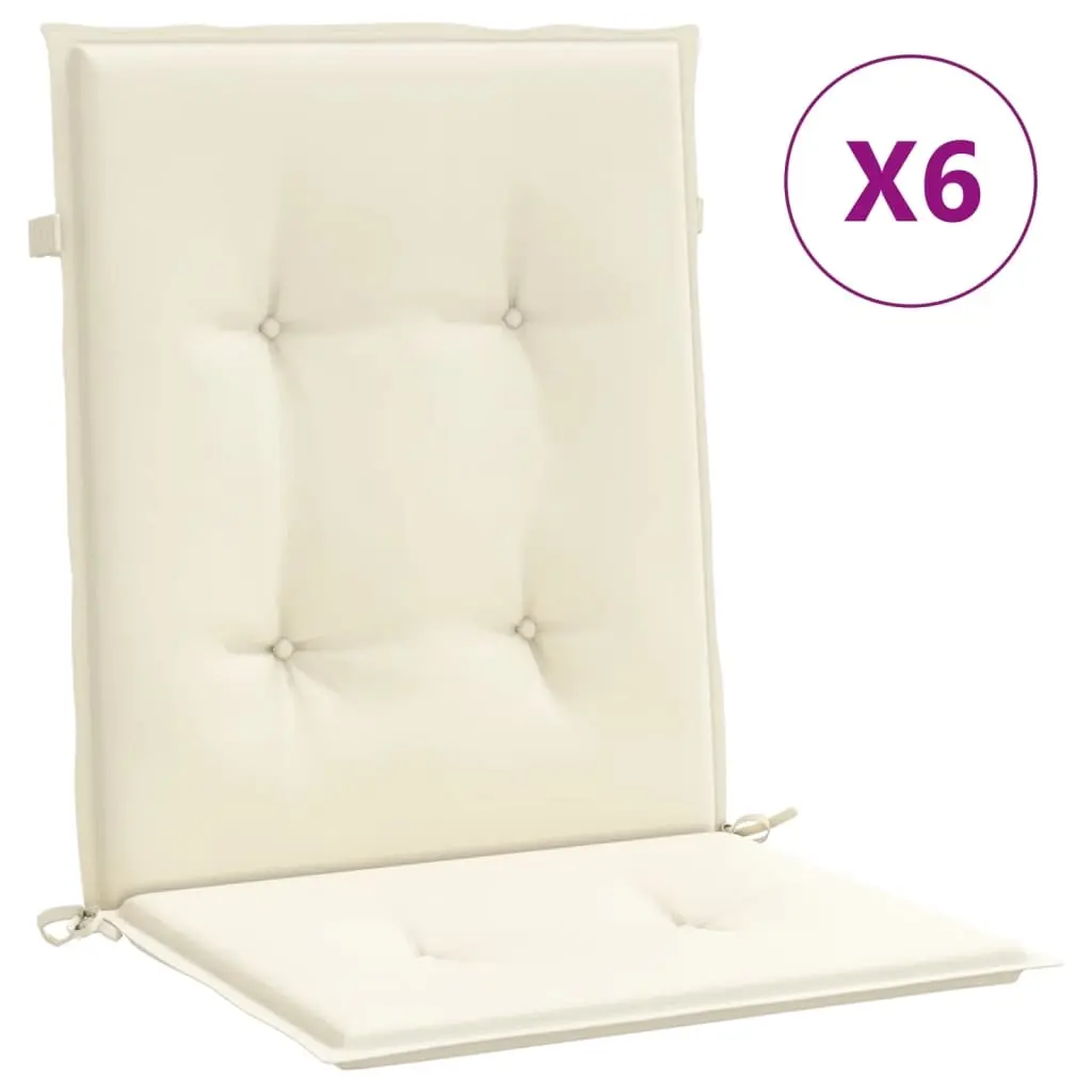 Garden Lowback Chair Cushions 6 pcs Cream 100x50x3 cm Oxford Fabric 314133 - Home & Garden