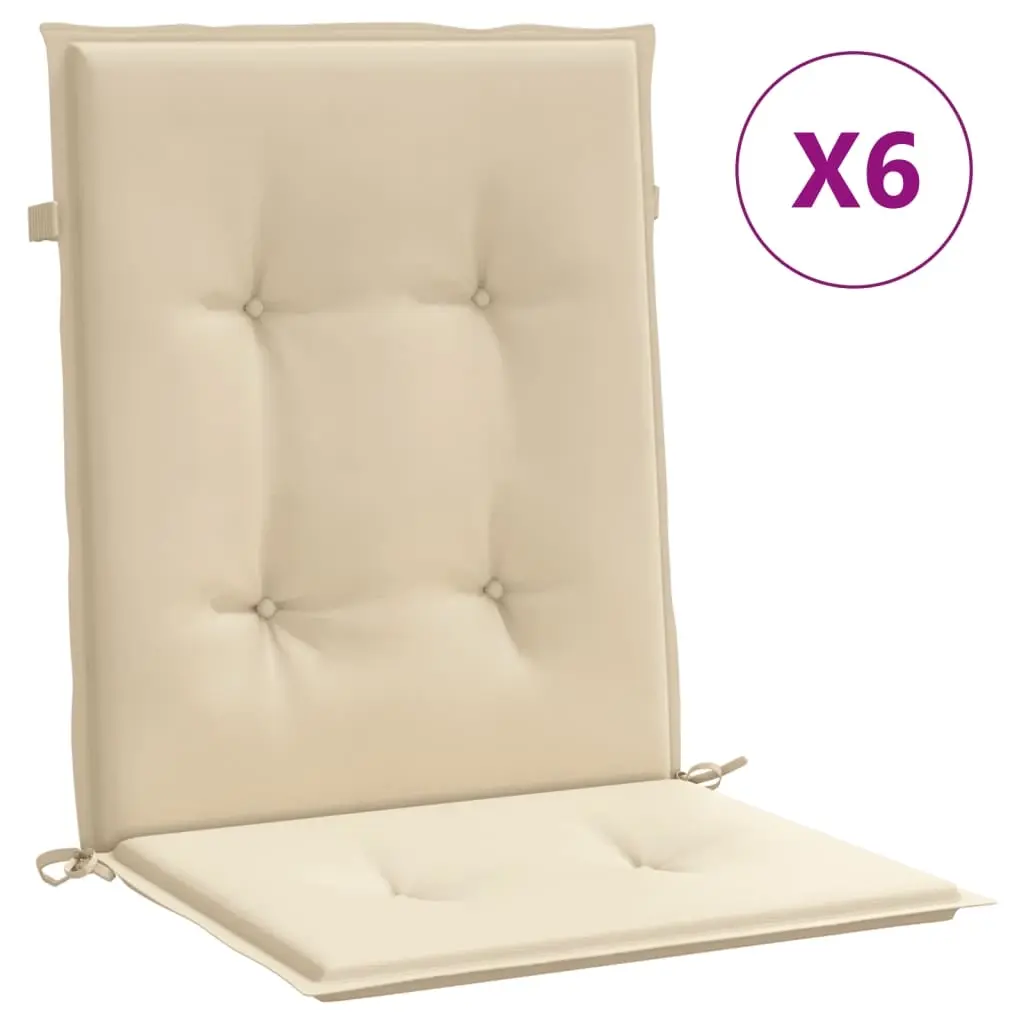 Garden Lowback Chair Cushions 6 pcs Beige 100x50x3 cm Oxford Fabric 314134 - Home & Garden