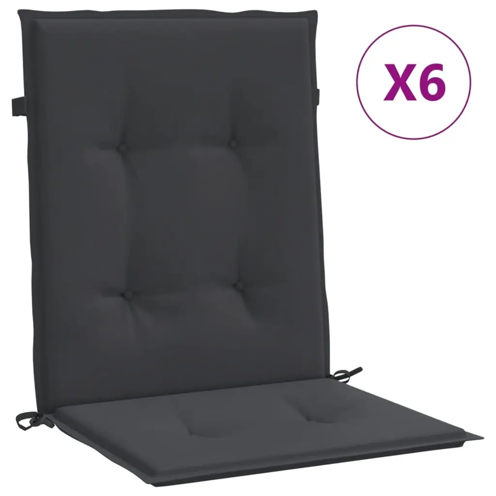 Garden Lowback Chair Cushions 6 pcs Black 100x50x3 cm Oxford Fabric 314138 - Home & Garden