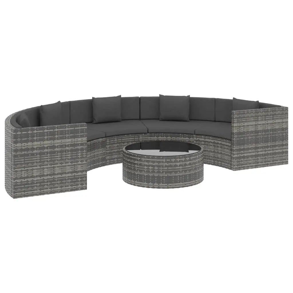6 Piece Garden Lounge Set with Cushions Poly Rattan Grey 313133 - Furniture