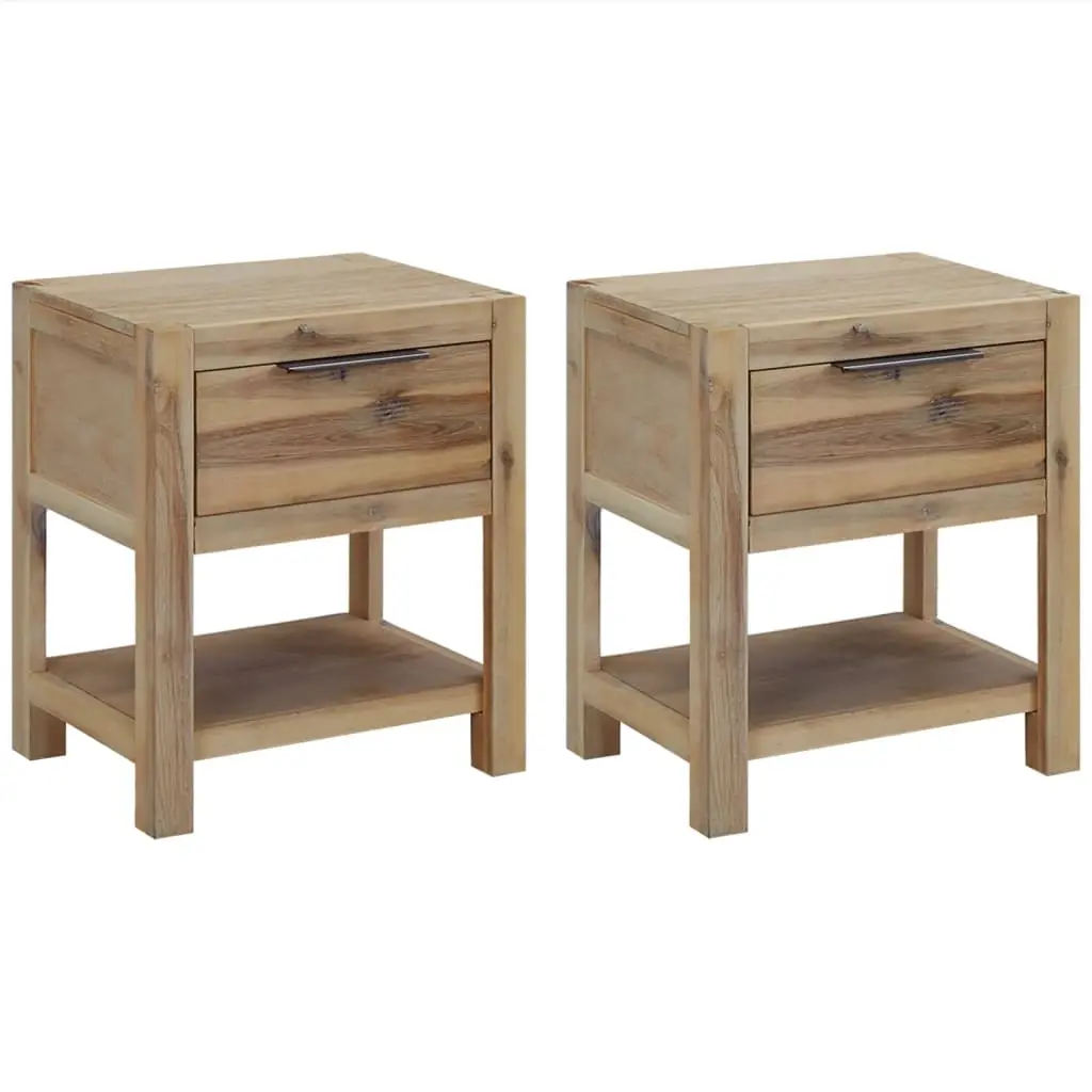 Nightstands with Drawers 2 pcs 40x30x48 cm Solid Acacia Wood 3057529 - Furniture
