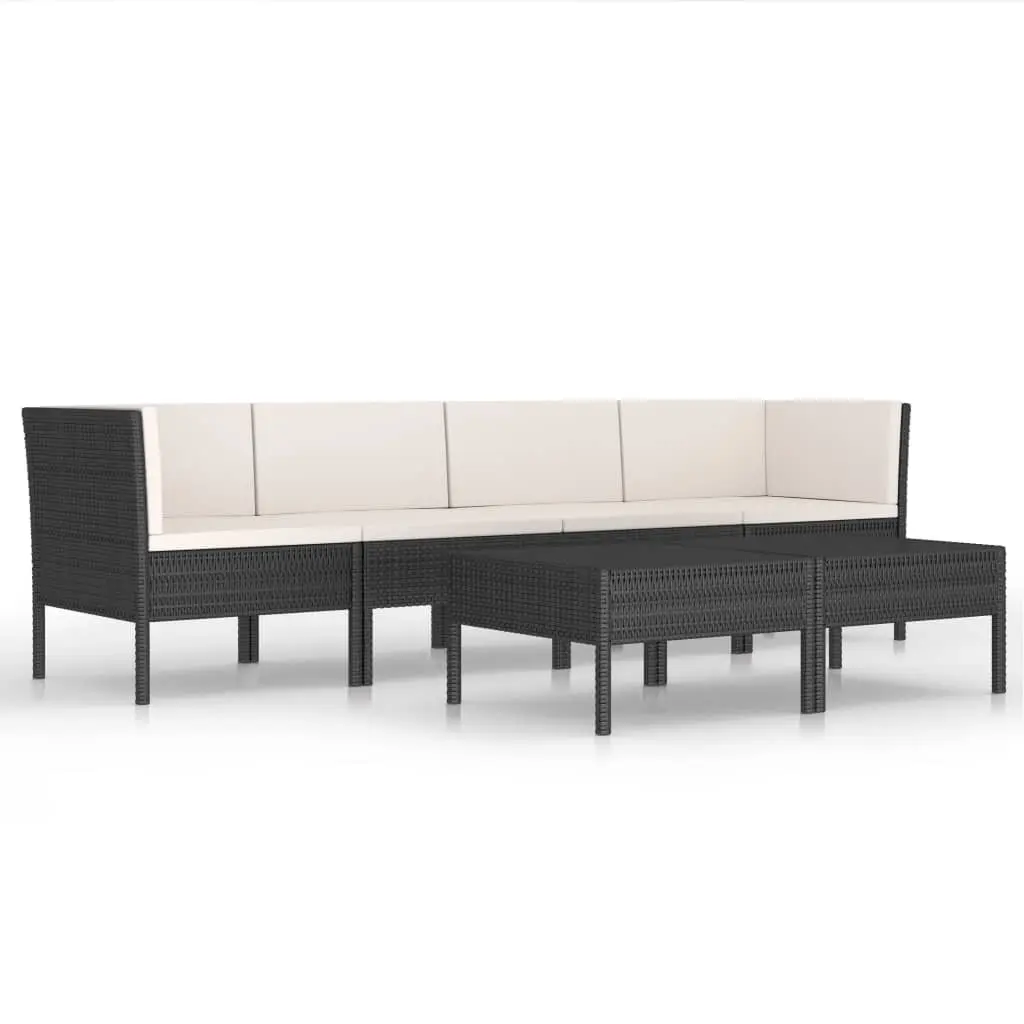 6 Piece Garden Lounge Set with Cushions Poly Rattan Black 3056982 - Furniture