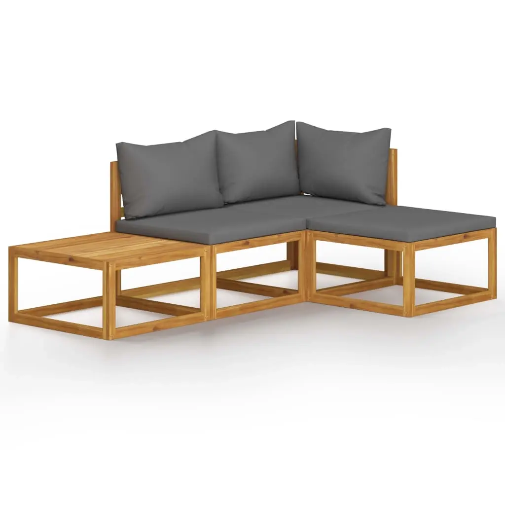 4 Piece Garden Lounge Set with Cushion Solid Acacia Wood 3057601 - Furniture