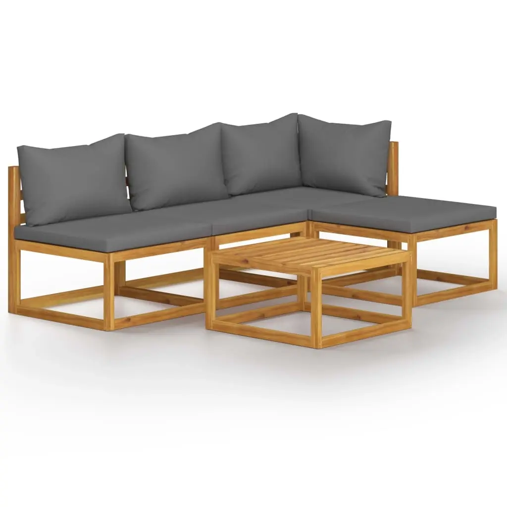 5 Piece Garden Lounge Set with Cushion Solid Acacia Wood 3057602 - Furniture
