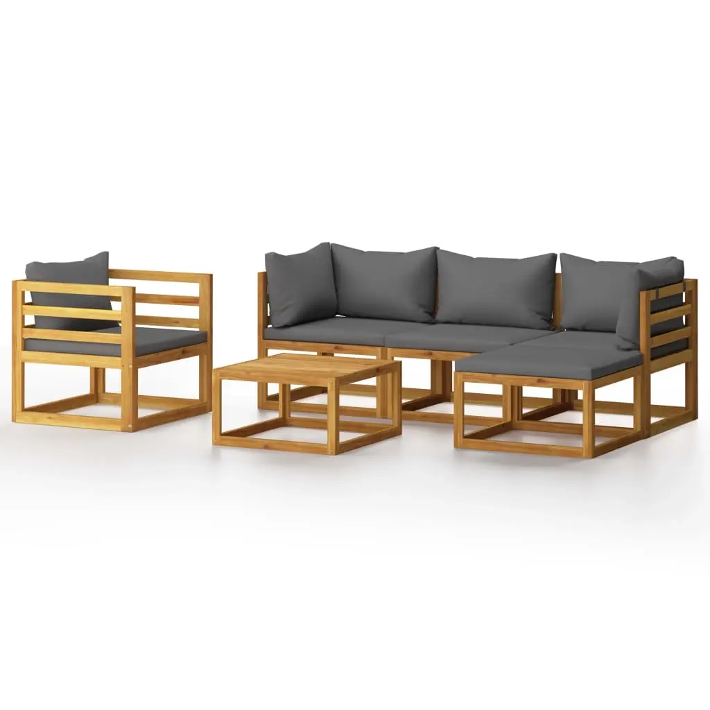 6 Piece Garden Lounge Set with Cushion Solid Acacia Wood 3057604 - Furniture