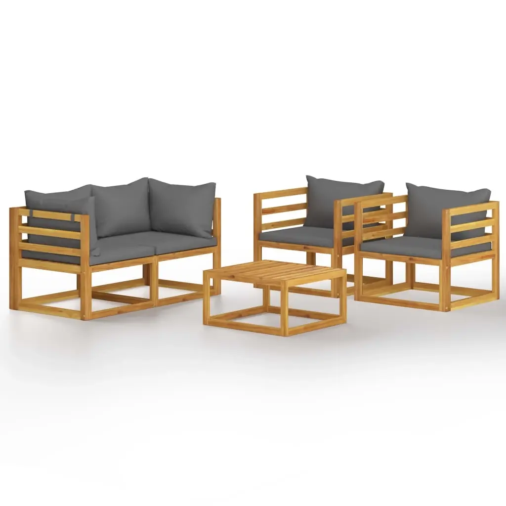 5 Piece Garden Lounge Set with Cushion Solid Acacia Wood 3057609 - Furniture