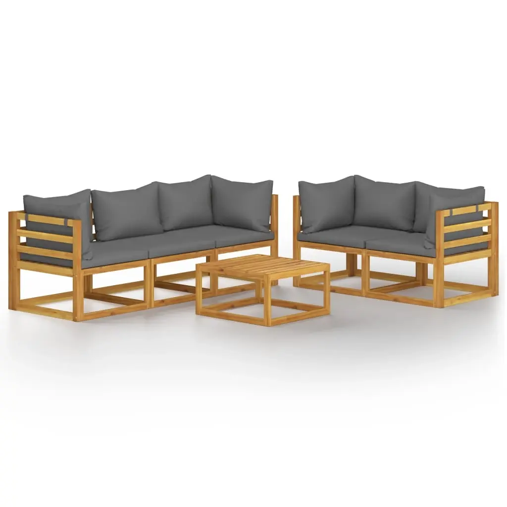 6 Piece Garden Lounge Set with Cushion Solid Acacia Wood 3057610 - Furniture