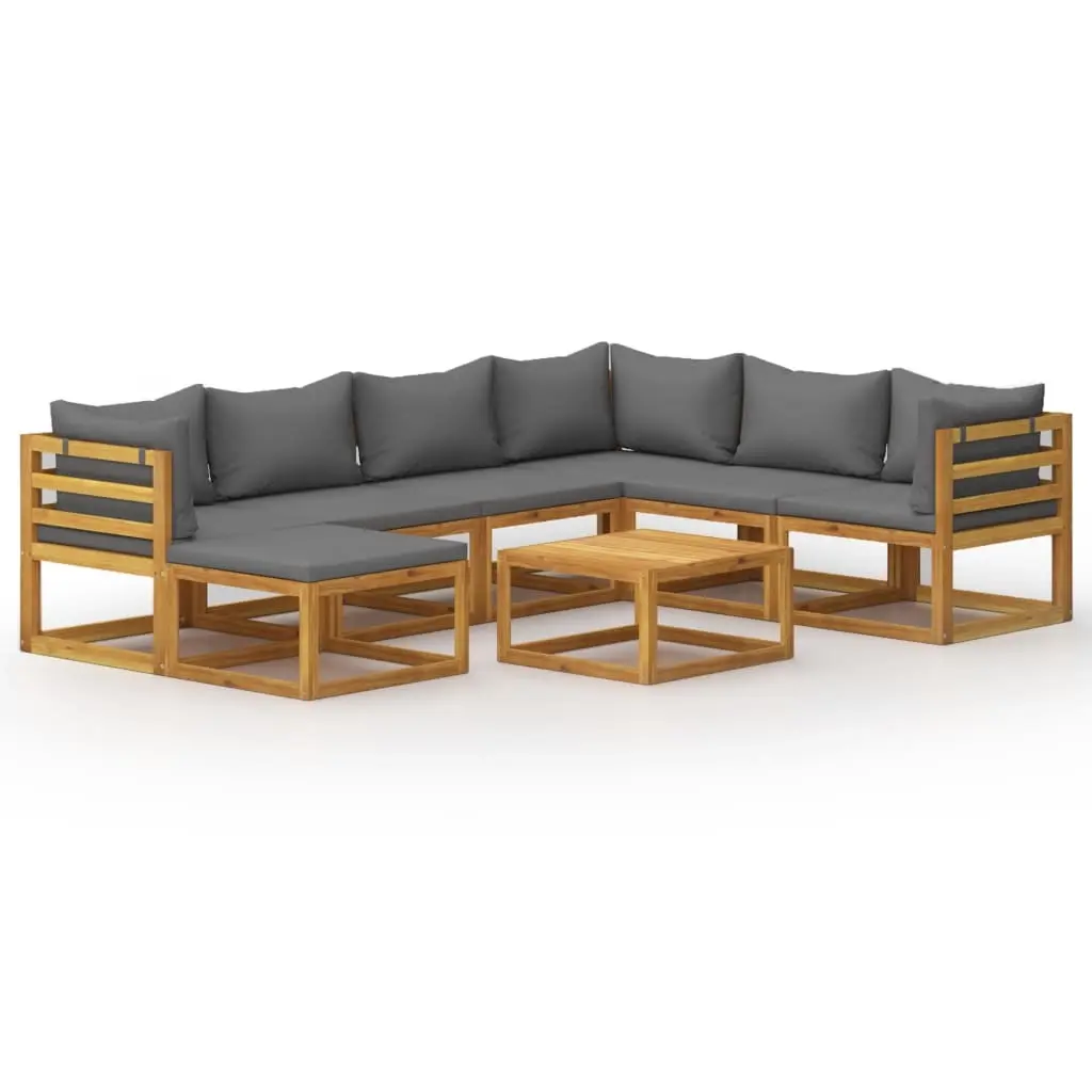 8 Piece Garden Lounge Set with Cushion Solid Acacia Wood 3057615 - Furniture