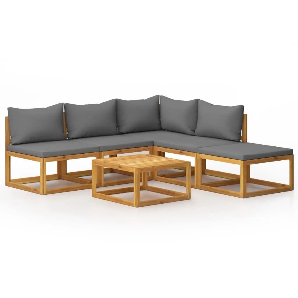 6 Piece Garden Lounge Set with Cushion Solid Acacia Wood 3057623 - Furniture