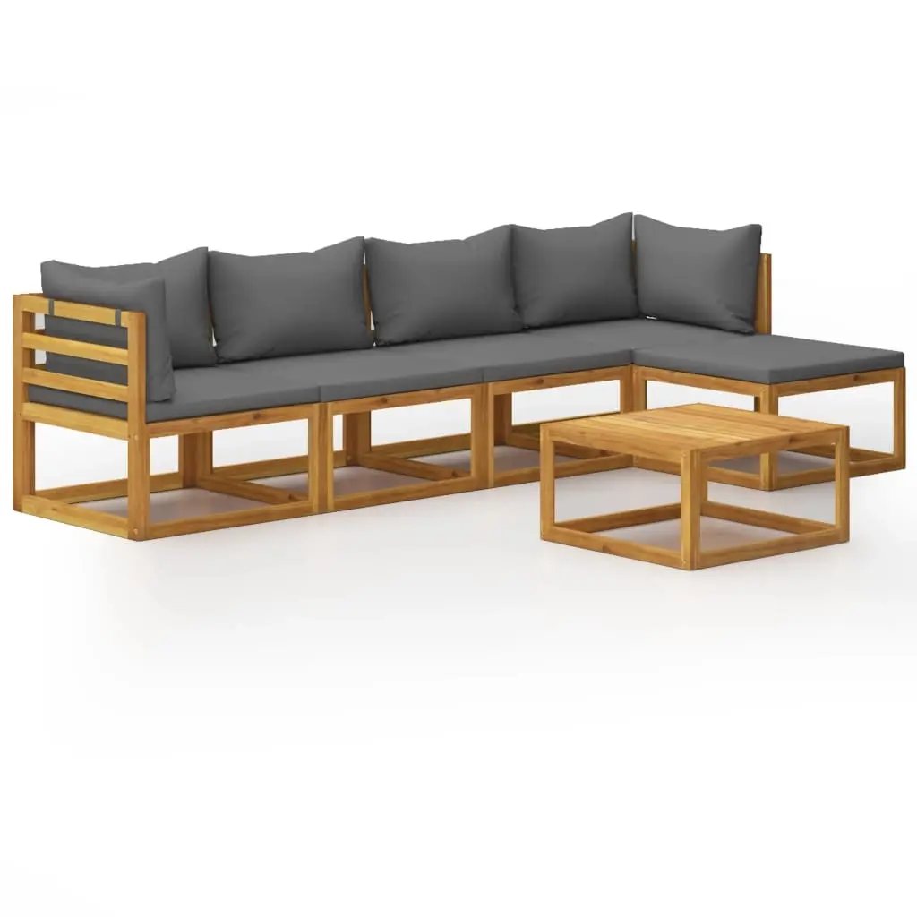 6 Piece Garden Lounge Set with Cushion Solid Acacia Wood 3057624 - Furniture