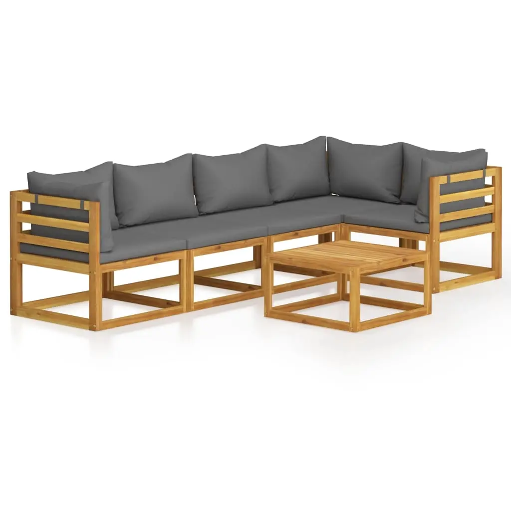 6 Piece Garden Lounge Set with Cushions Solid Acacia Wood 3057625 - Furniture