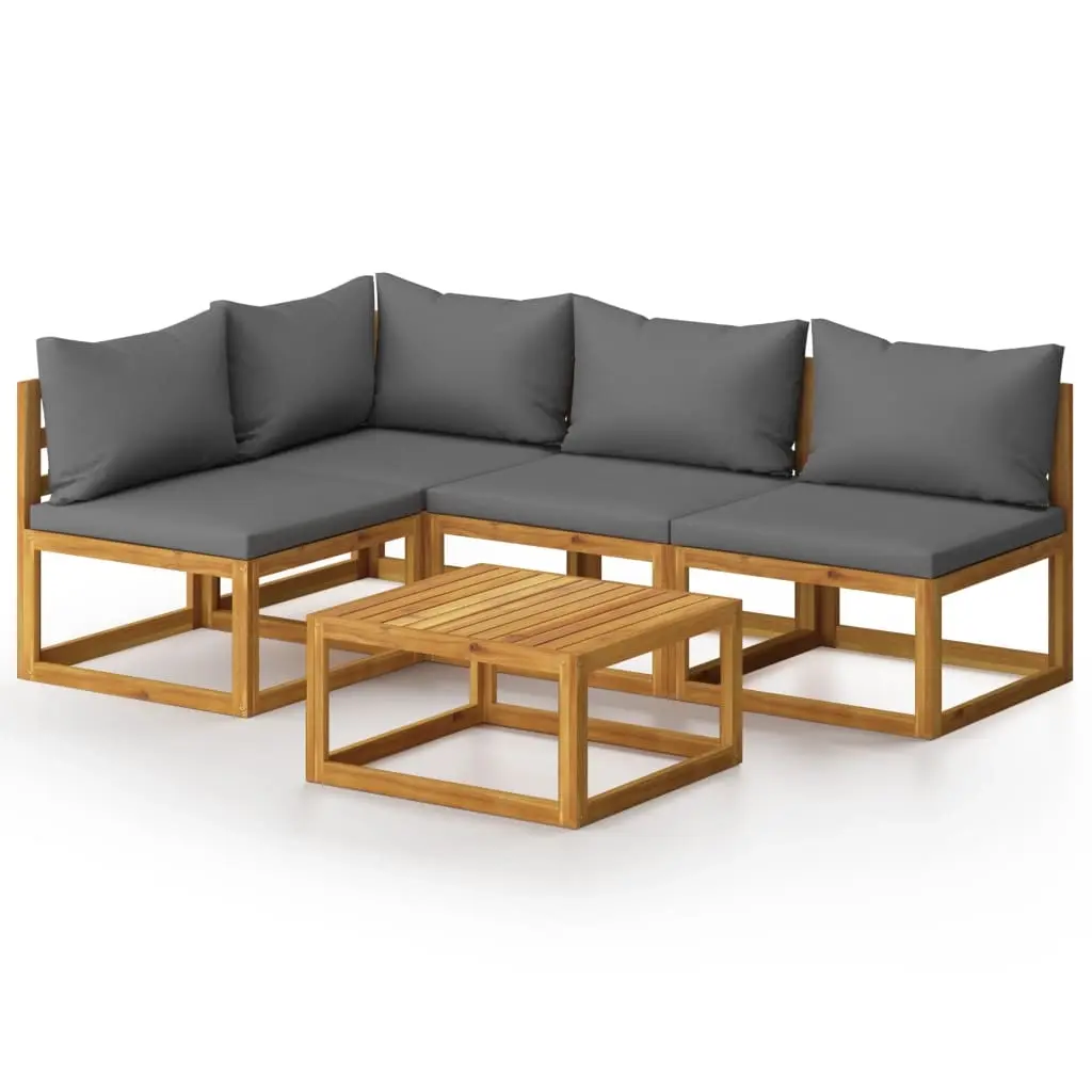 5 Piece Garden Lounge Set with Cushion Solid Acacia Wood 3057626 - Furniture