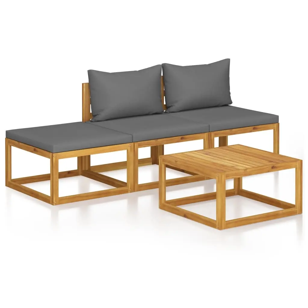 4 Piece Garden Lounge Set with Cushion Solid Acacia Wood 3057627 - Furniture