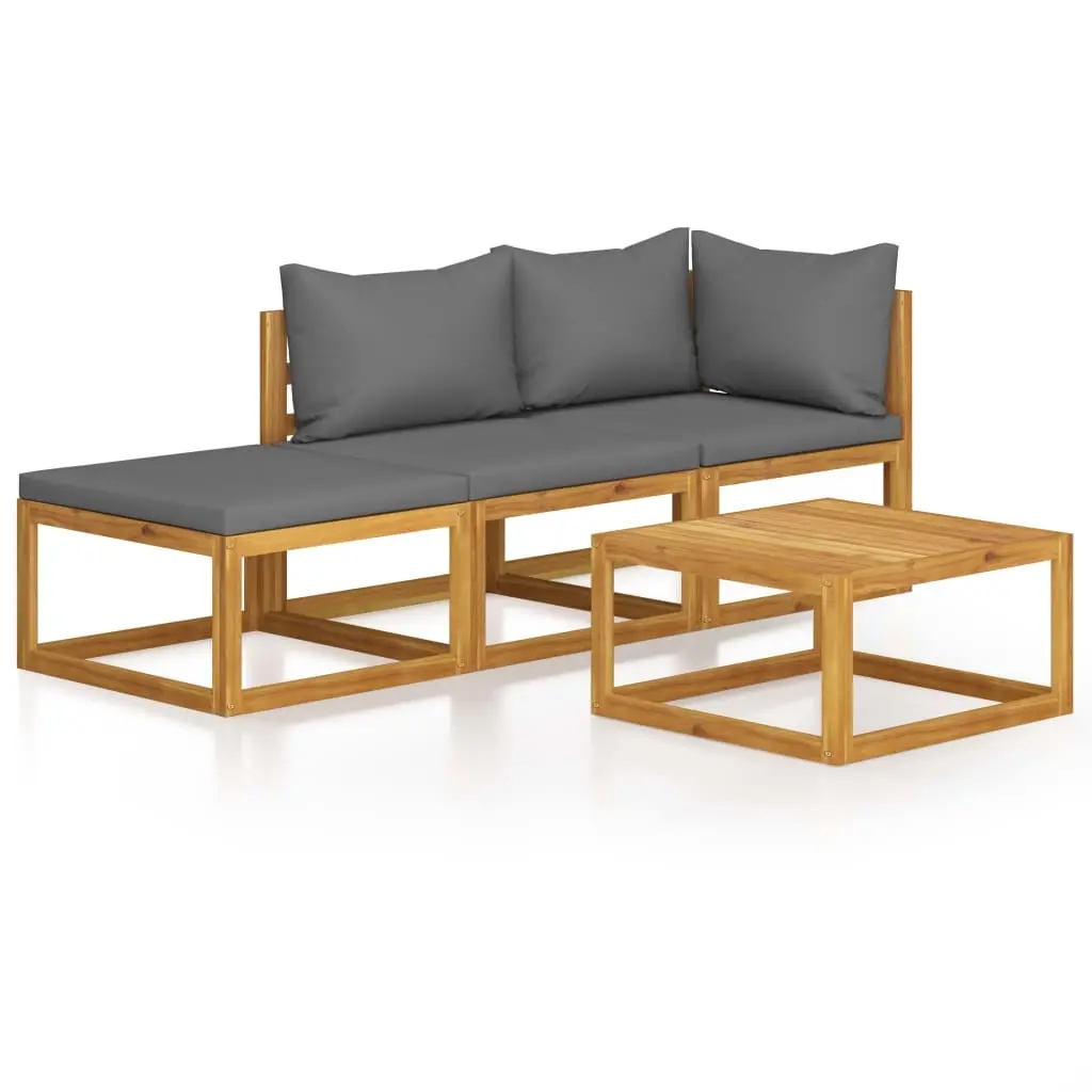 4 Piece Garden Lounge Set with Cushion Solid Acacia Wood 3057628 - Furniture