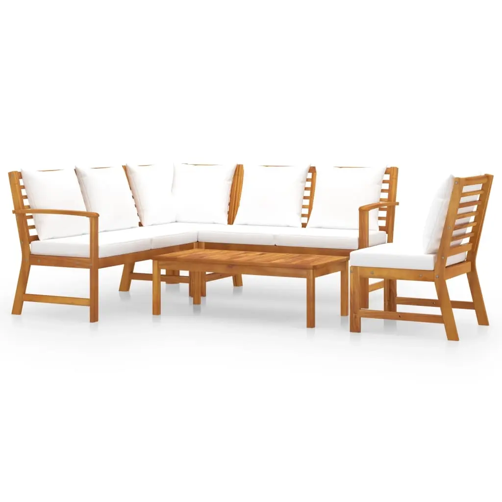 5 Piece Garden Lounge Set with Cushion Cream Solid Acacia Wood 3057770 - Furniture