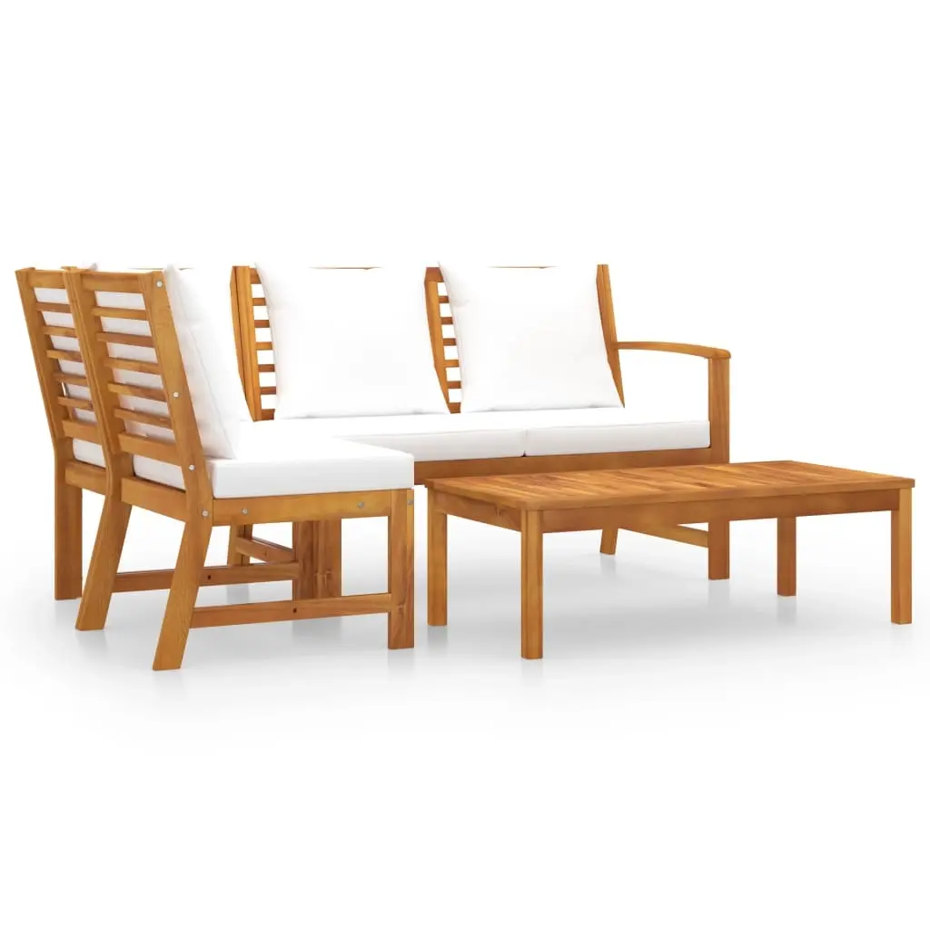 4 Piece Garden Lounge Set with Cushion Cream Solid Acacia Wood 3057772 - Furniture