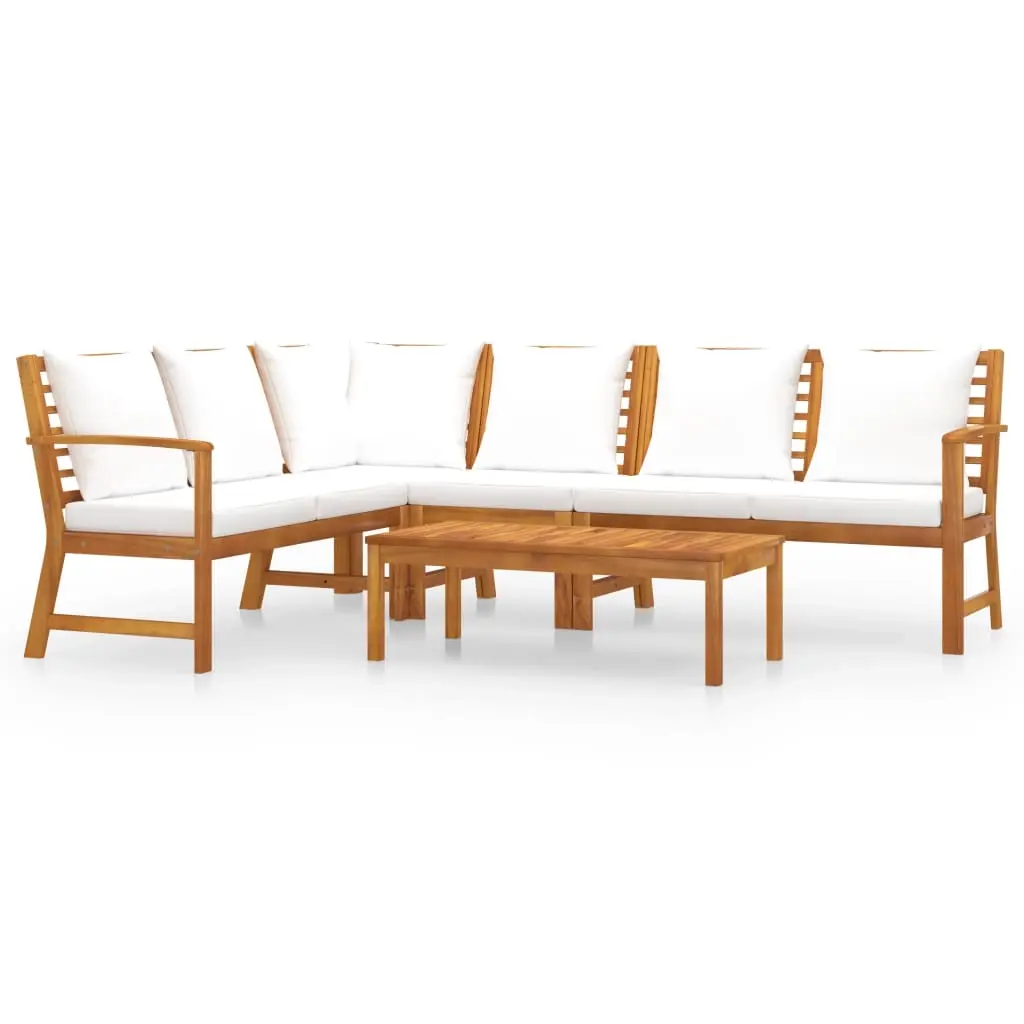 5 Piece Garden Lounge Set with Cushion Cream Solid Acacia Wood 3057773 - Furniture