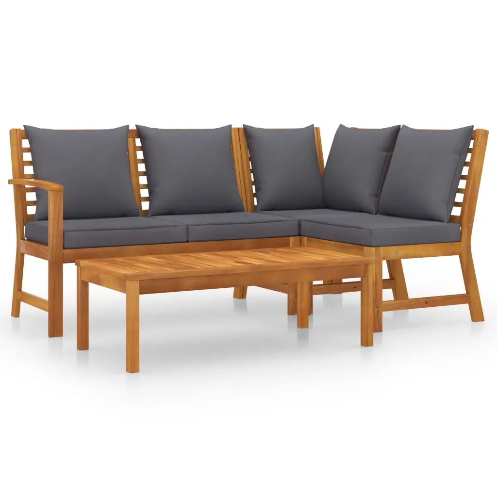 4 Piece Garden Lounge Set with Cushion Solid Acacia Wood 3057778 - Furniture
