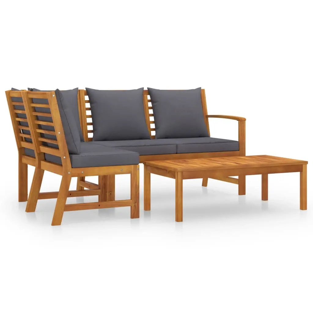 4 Piece Garden Lounge Set with Cushion Solid Acacia Wood 3057779 - Furniture