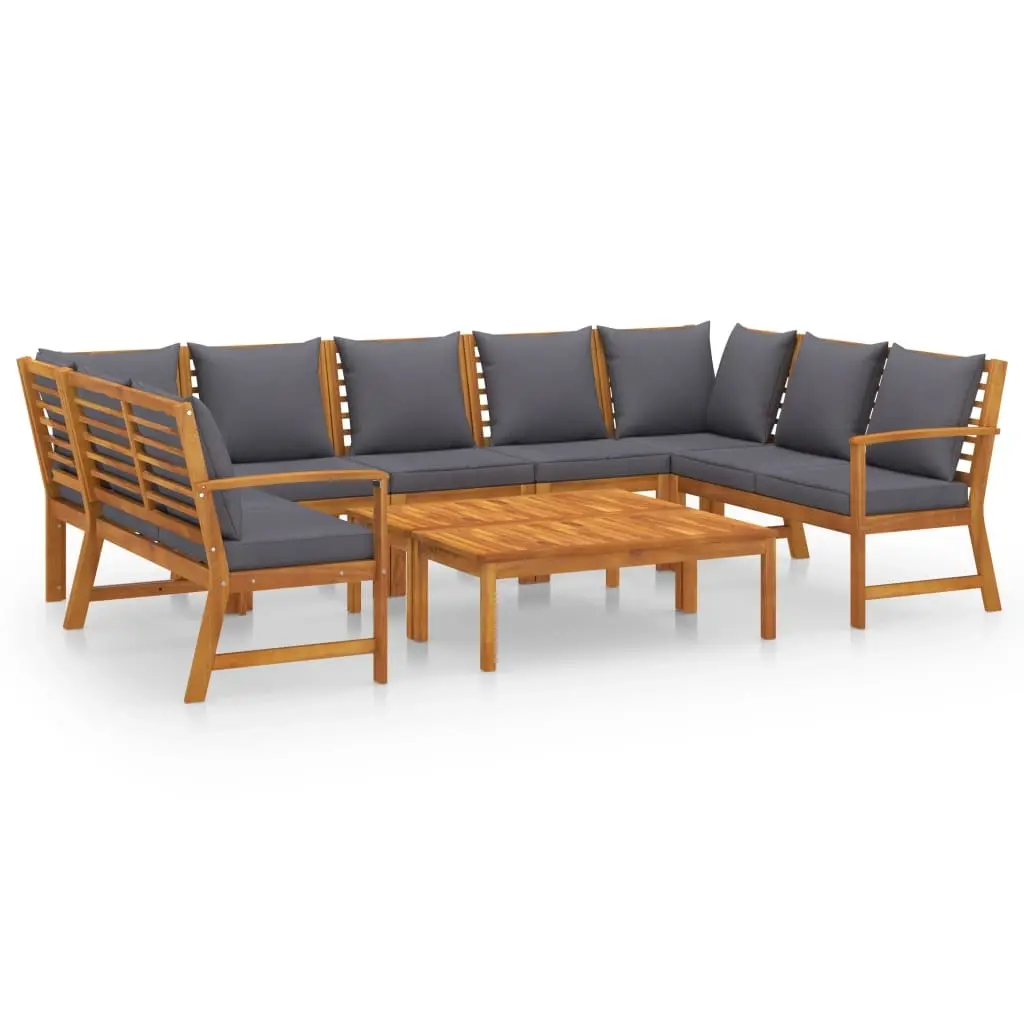 9 Piece Garden Lounge Set with Cushion Solid Acacia Wood 3057782 - Furniture