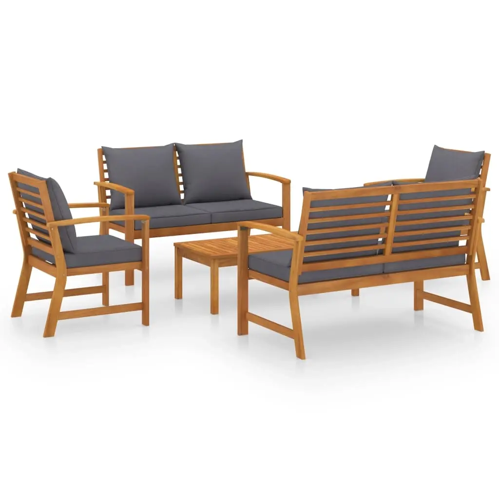 5 Piece Garden Lounge Set with Cushion Solid Acacia Wood 3057787 - Furniture