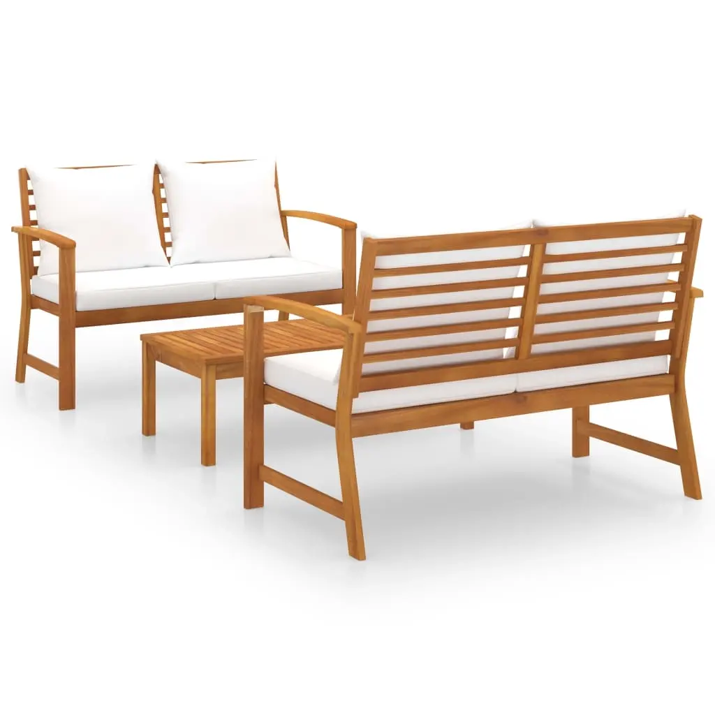 3 Piece Garden Lounge Set with Cushion Solid Acacia Wood 3057788 - Furniture