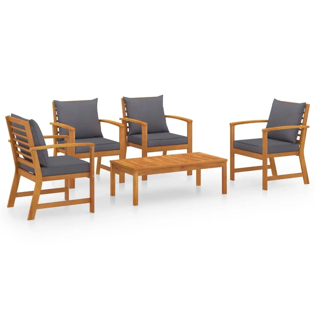 5 Piece Garden Lounge Set with Cushion Solid Acacia Wood 3057791 - Furniture