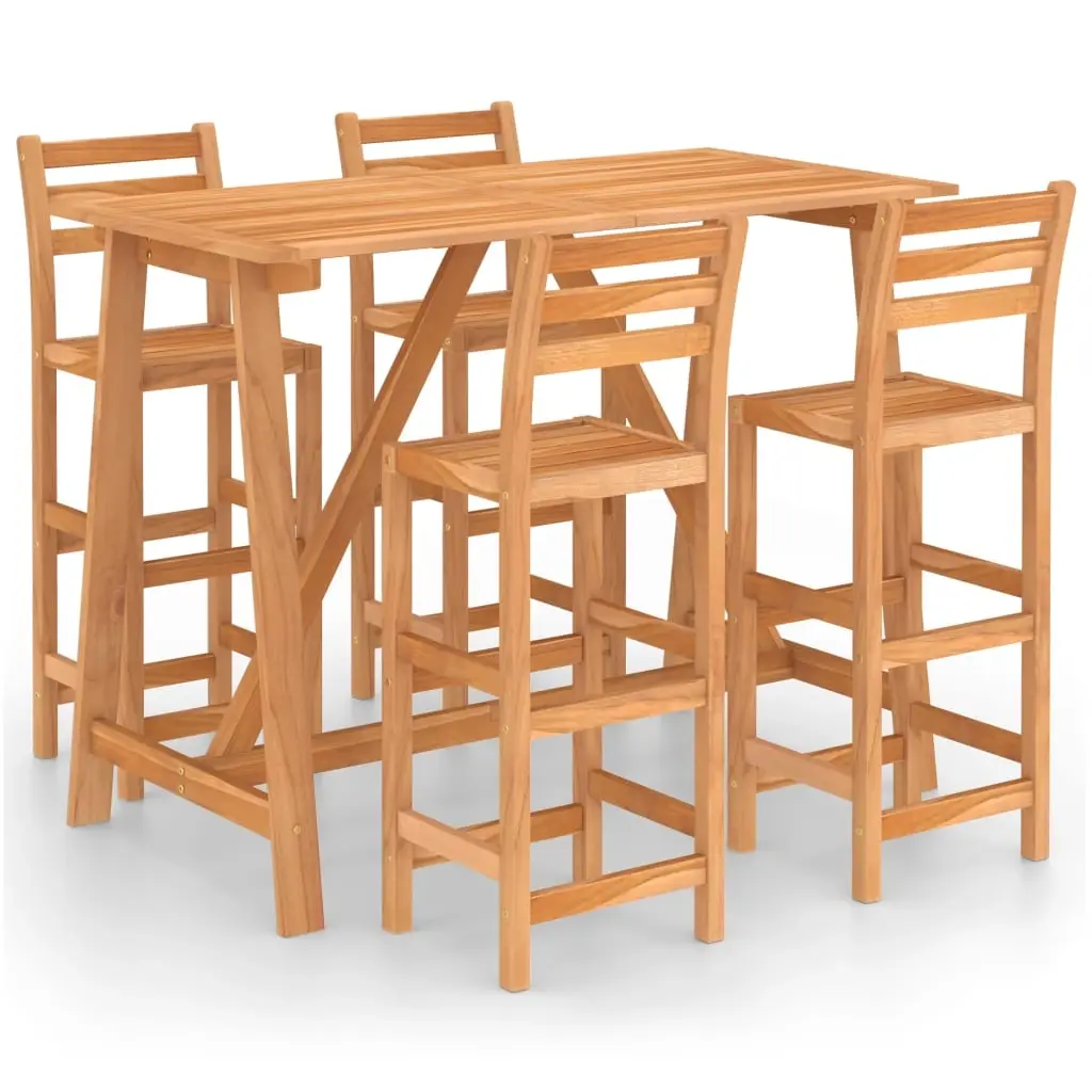 5 Piece Outdoor Bar Set Solid Acacia Wood 3057850 - Furniture
