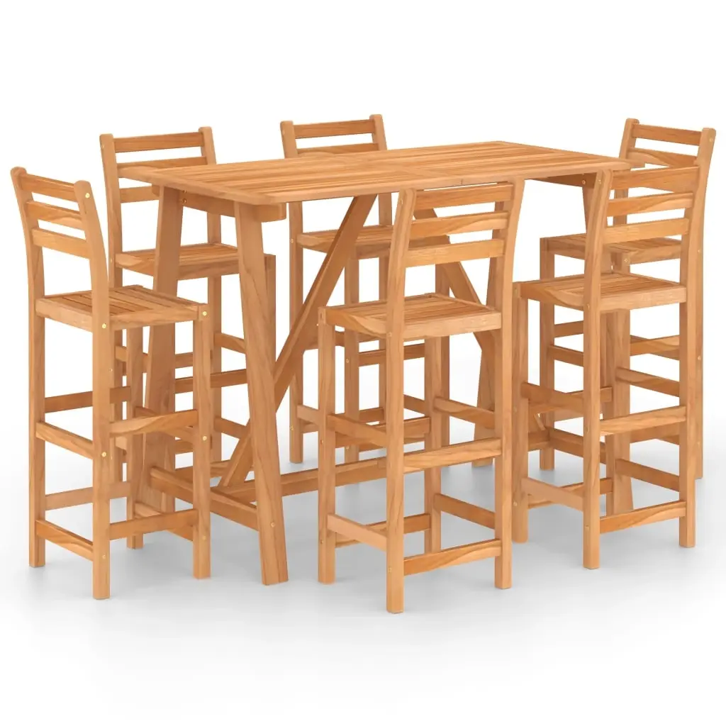 7 Piece Outdoor Bar Set Solid Acacia Wood 3057851 - Furniture