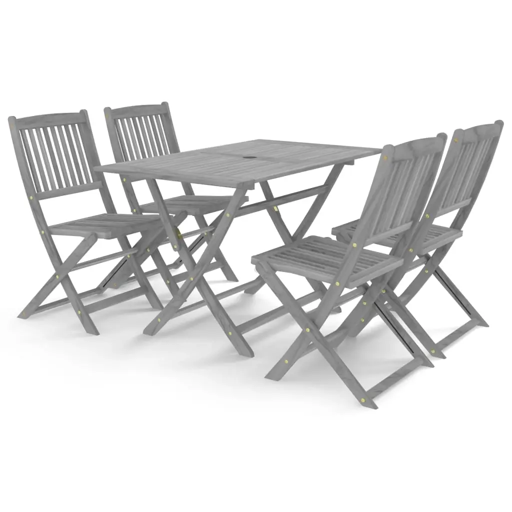 5 Piece Garden Dining Set Solid Acacia Wood Grey 3057870 - Furniture