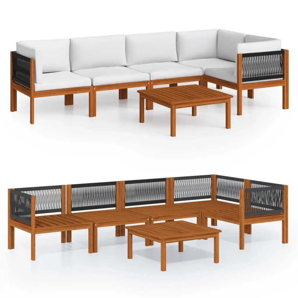 6 Piece Garden Lounge Set with Cushions Cream 63x63 cm 3057901 - Furniture