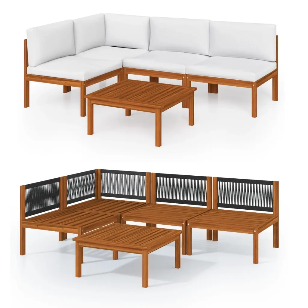 5 Piece Garden Lounge Set with Cushions Cream 63x63 cm 3057902 - Furniture
