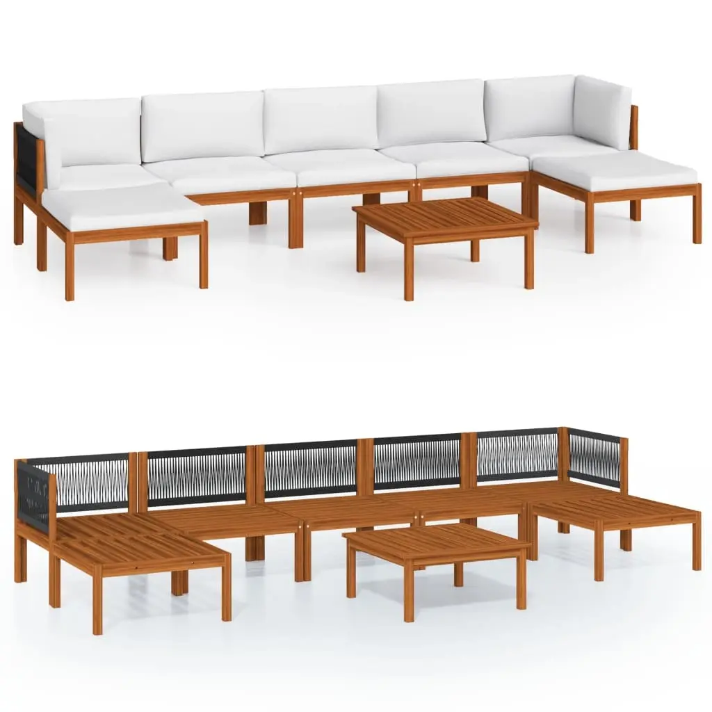 8 Piece Garden Lounge Set with Cushions Cream 63x63 cm 3057906 - Furniture