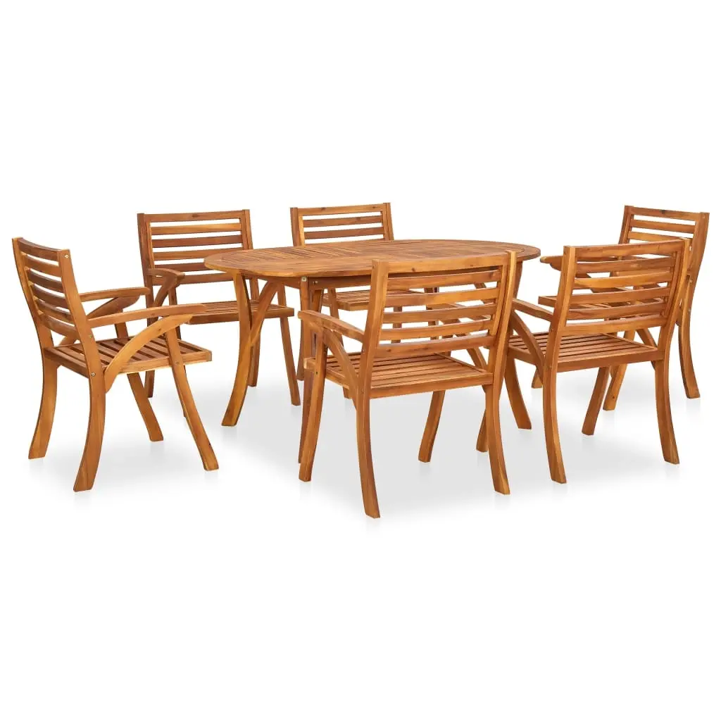 7 Piece Garden Dining Set 150x90 cm Solid Acacia Wood 3057916 - Furniture