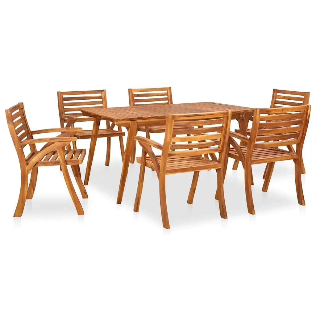 7 Piece Garden Dining Set 150x90 cm Solid Acacia Wood 3057924 - Furniture