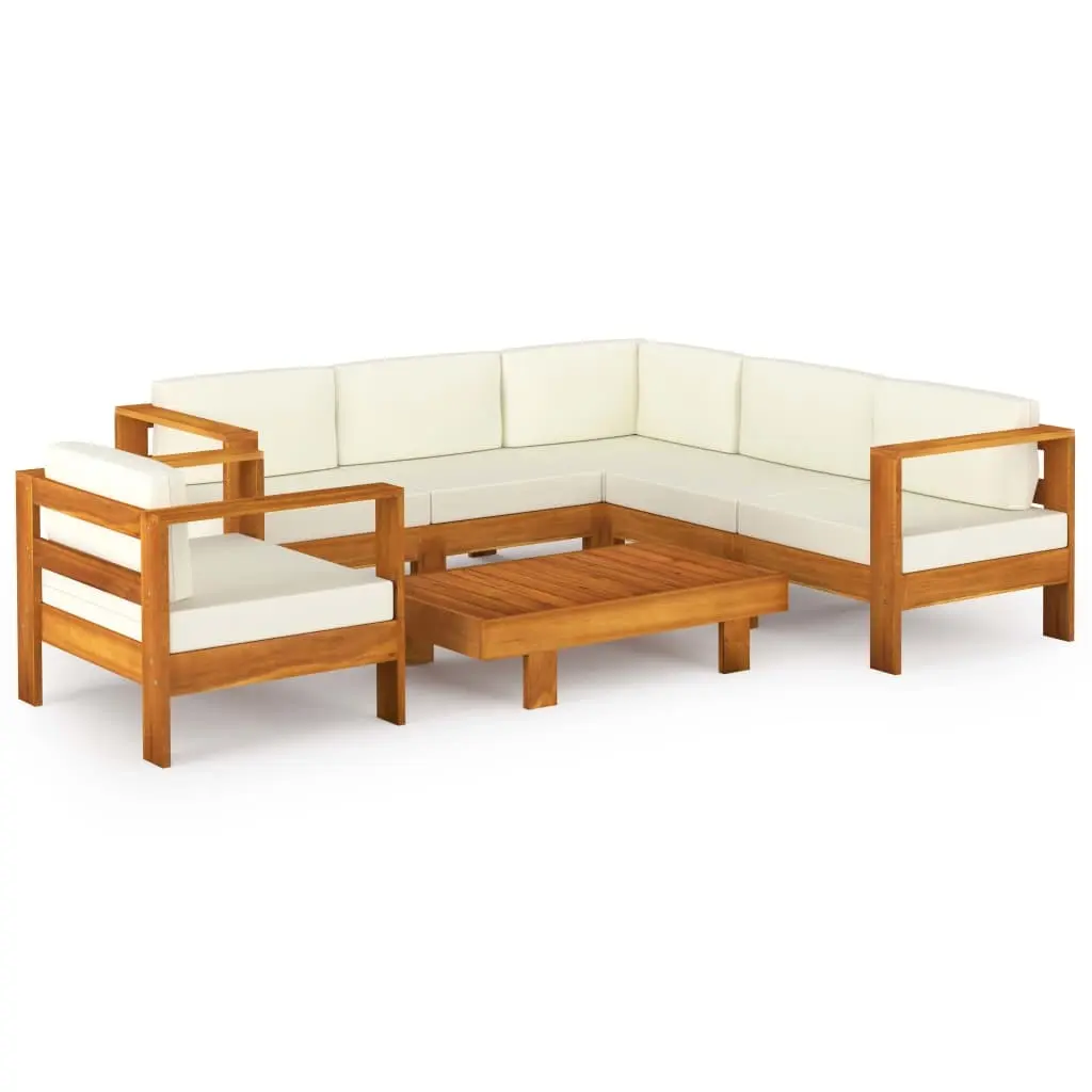 7 Piece Garden Lounge Set with Cushions 100x60 cm Acacia Wood 3057936 - Furniture